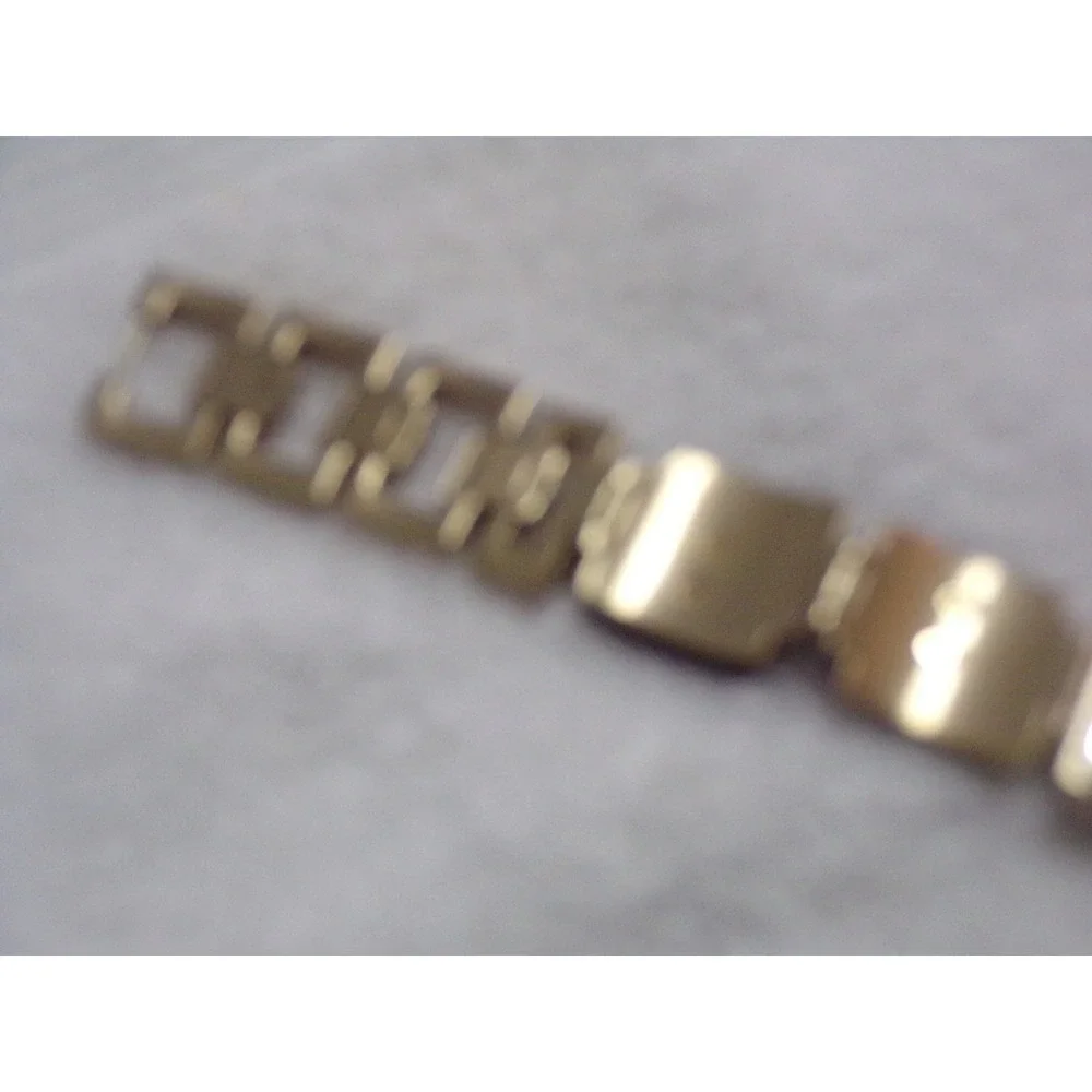 Fossil Womens Gold Tone Wood Inlay Link Bracelet‎ Rectangular Black Dial Watch